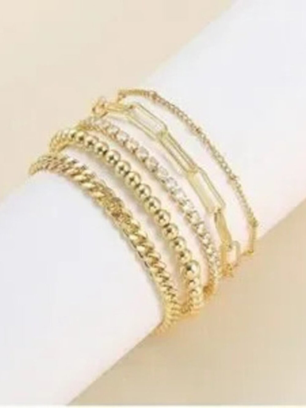 Gold 14k Gold Plated 5pc CZ Bracelet Set